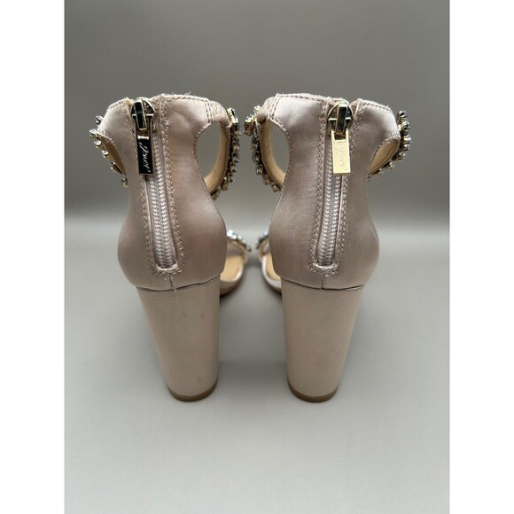Jewel Badgley Mischka Mayra Ankle Strap Evening Shoe Heels Champagne Size 6.5M - Picture 5 of 8